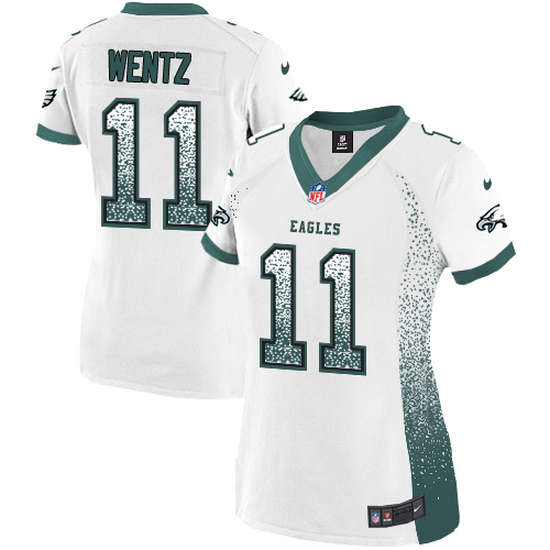 Nike Eagles #11 Carson Wentz White Women's Stitched NFL Elite Drift Fashion Jersey